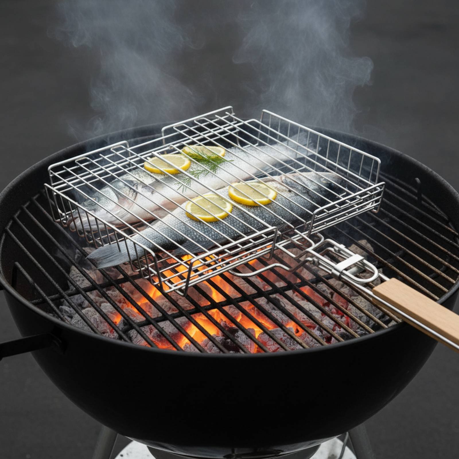 Outdoor Camping Direct - Wood Handle Grill Basket Portable Folding