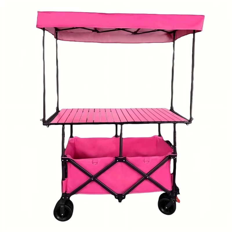 Outdoor Camping Trolley - Stall Folding Steel Table Trolley Cart