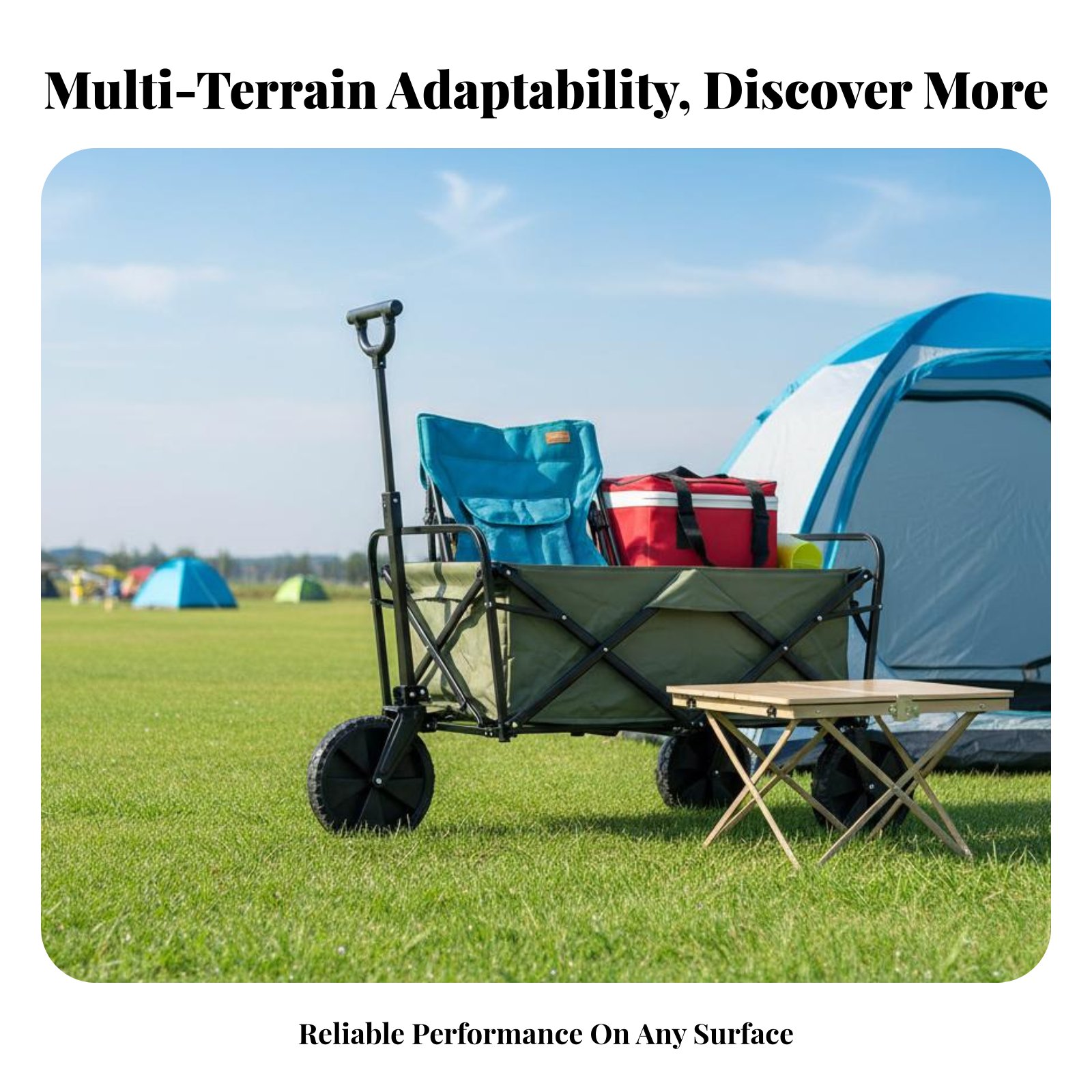 Outdoor Camping Wagon - Camping Cart Wheel Multi-Terrain Narrow Wagon