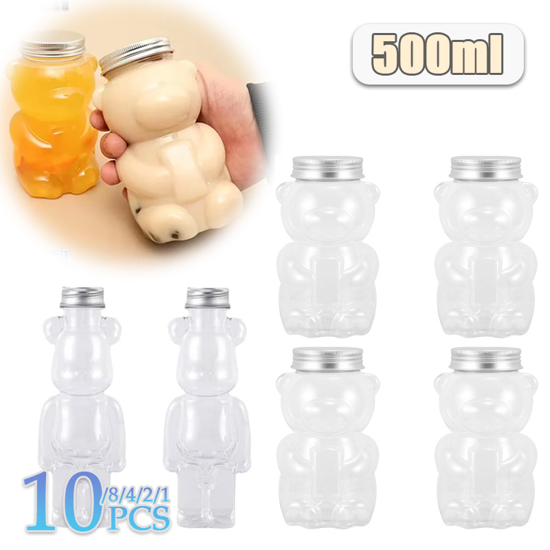 Bear Canister - 1/2/4/8/10PCS 500ml Transparent Cartoon Bear Bottle