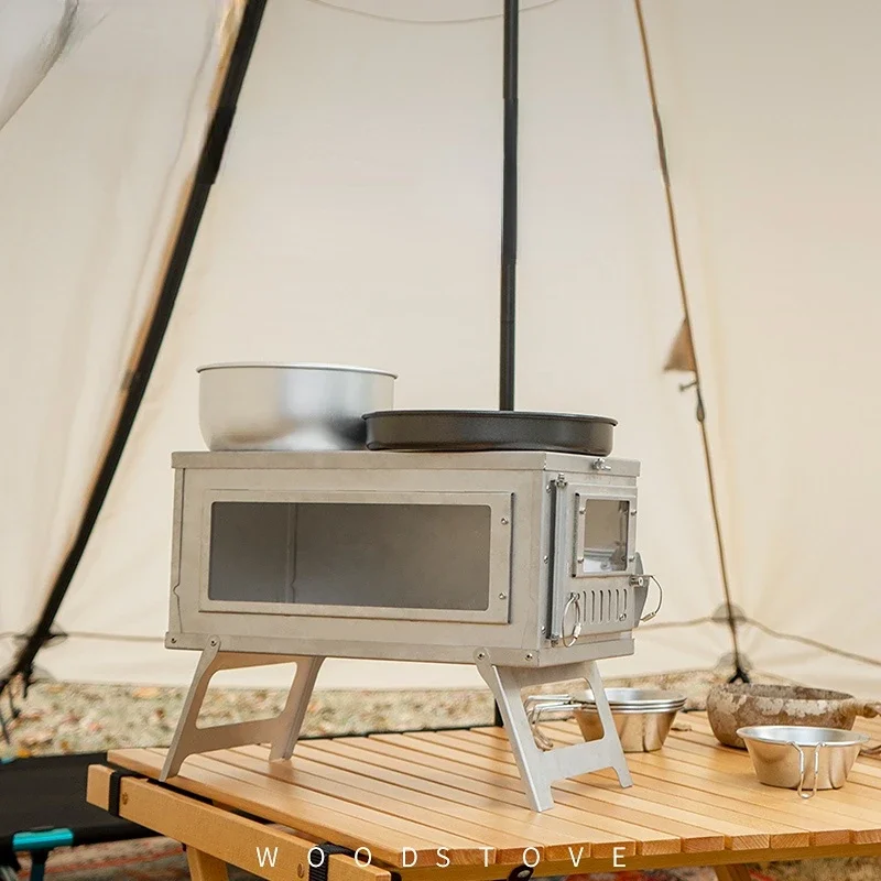 Outdoor Camping Wood Burning Stove - Camping Tent Stove with Chimney -