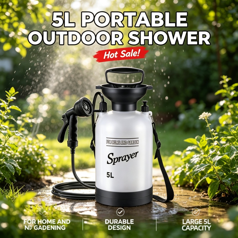 Outdoor Camping Water Tank - 5L Portable Camping Shower Manual Pressure