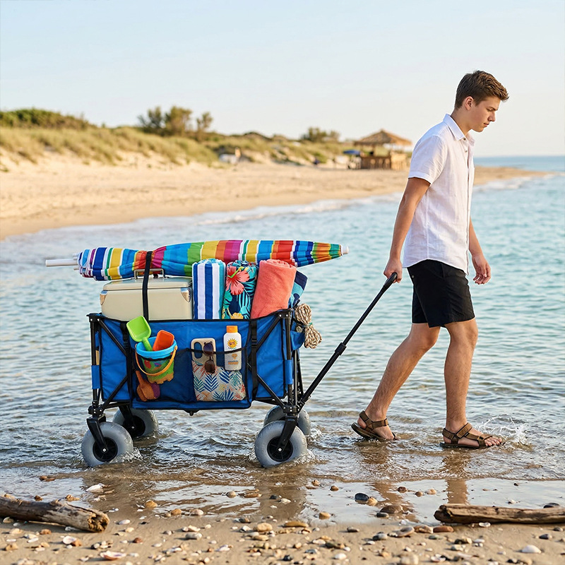 Foldable Metal Beach Wagon Qui - Outdoor Camping Wagon ulasan dan harga