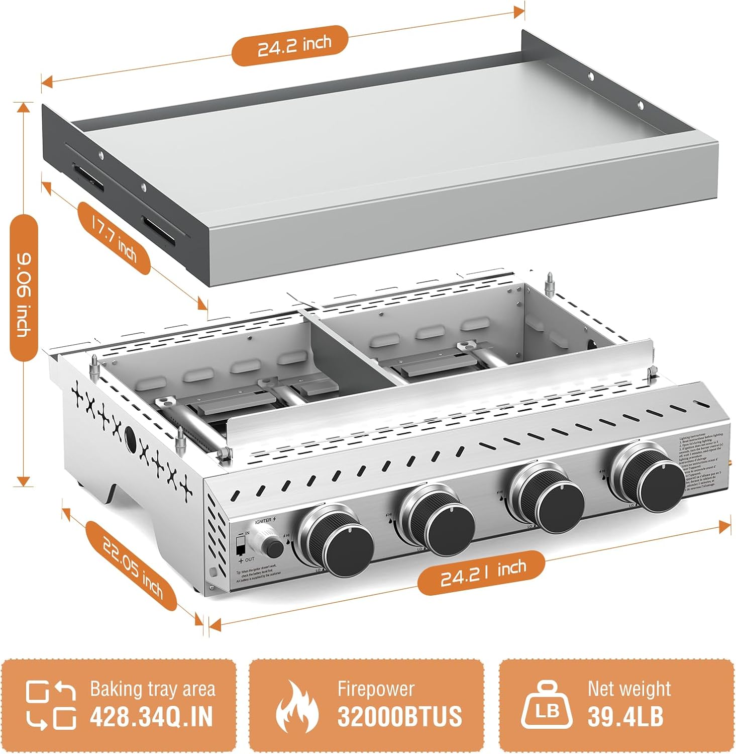 Portable 4 Burner Stainless St - Outdoor Camping Grill ulasan dan harga