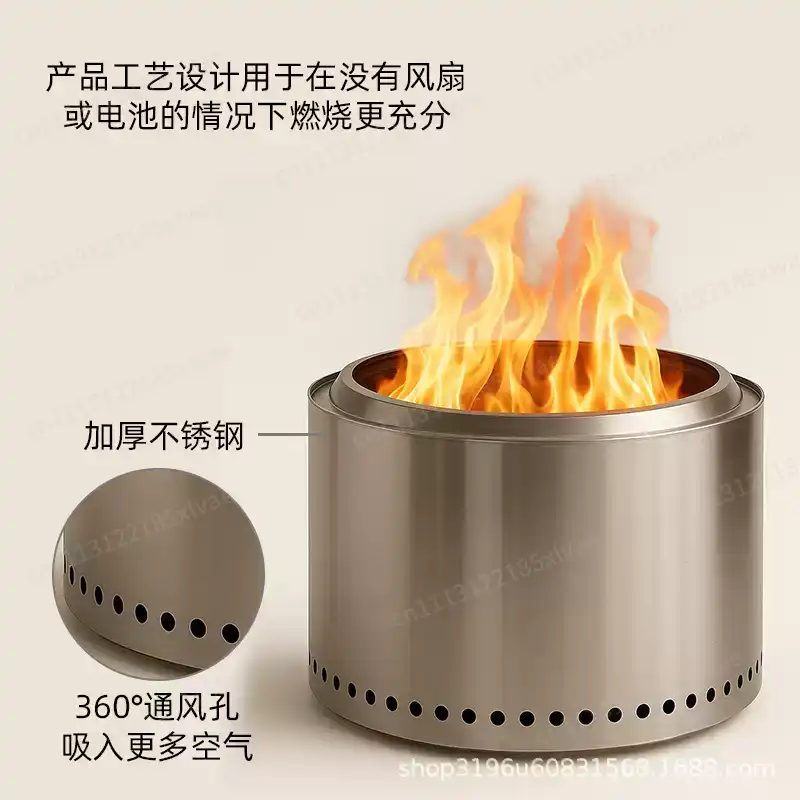Large Stainless Steel Smokeles - Outdoor Camping Wood Burning Stove ulasan dan harga