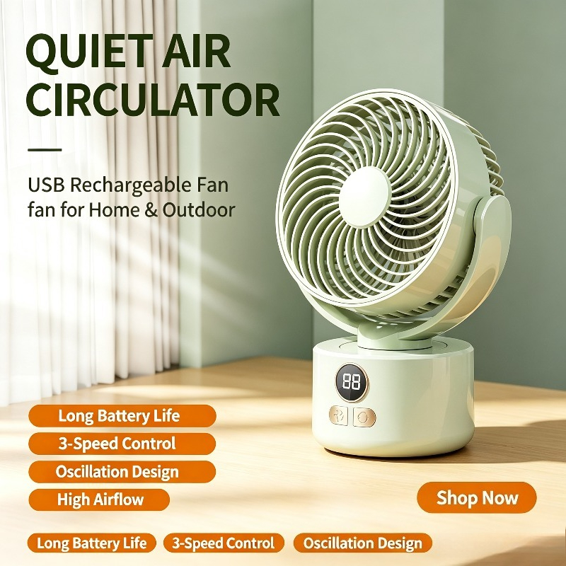 USB Rechargeable Silent Fan wi - Outdoor Camping Fan ulasan dan harga