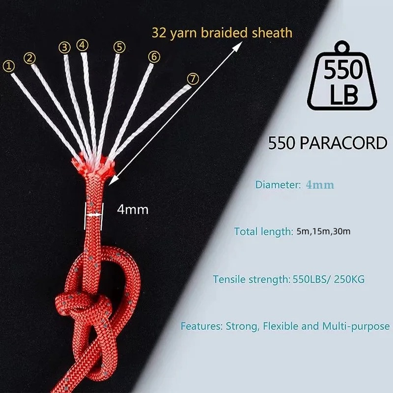 Reflective Paracord 550 Milita - Outdoor Camping Extension Cord ulasan dan harga