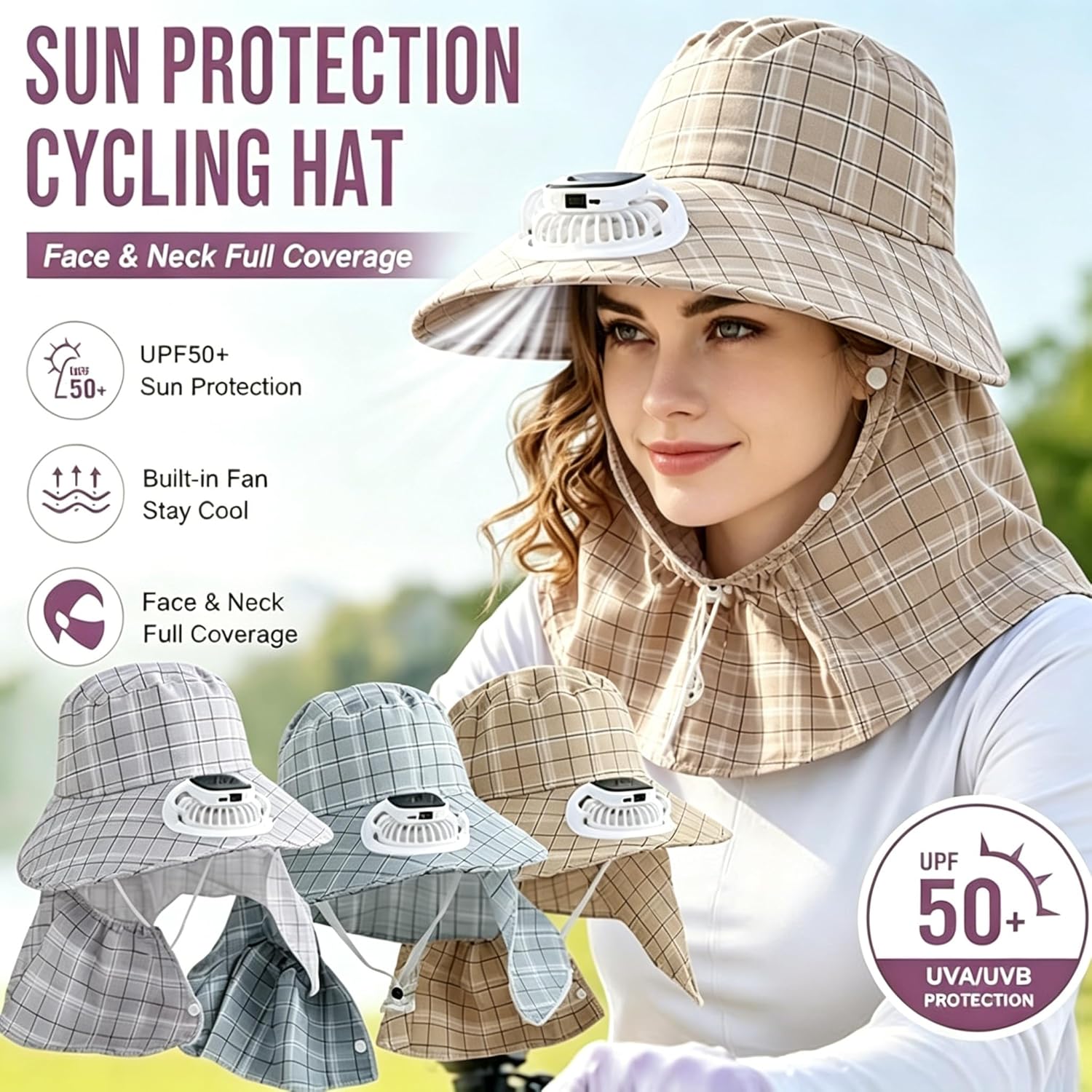 1PC Solar Power Neck Guard Fan - Outdoor Camping Fan ulasan dan harga