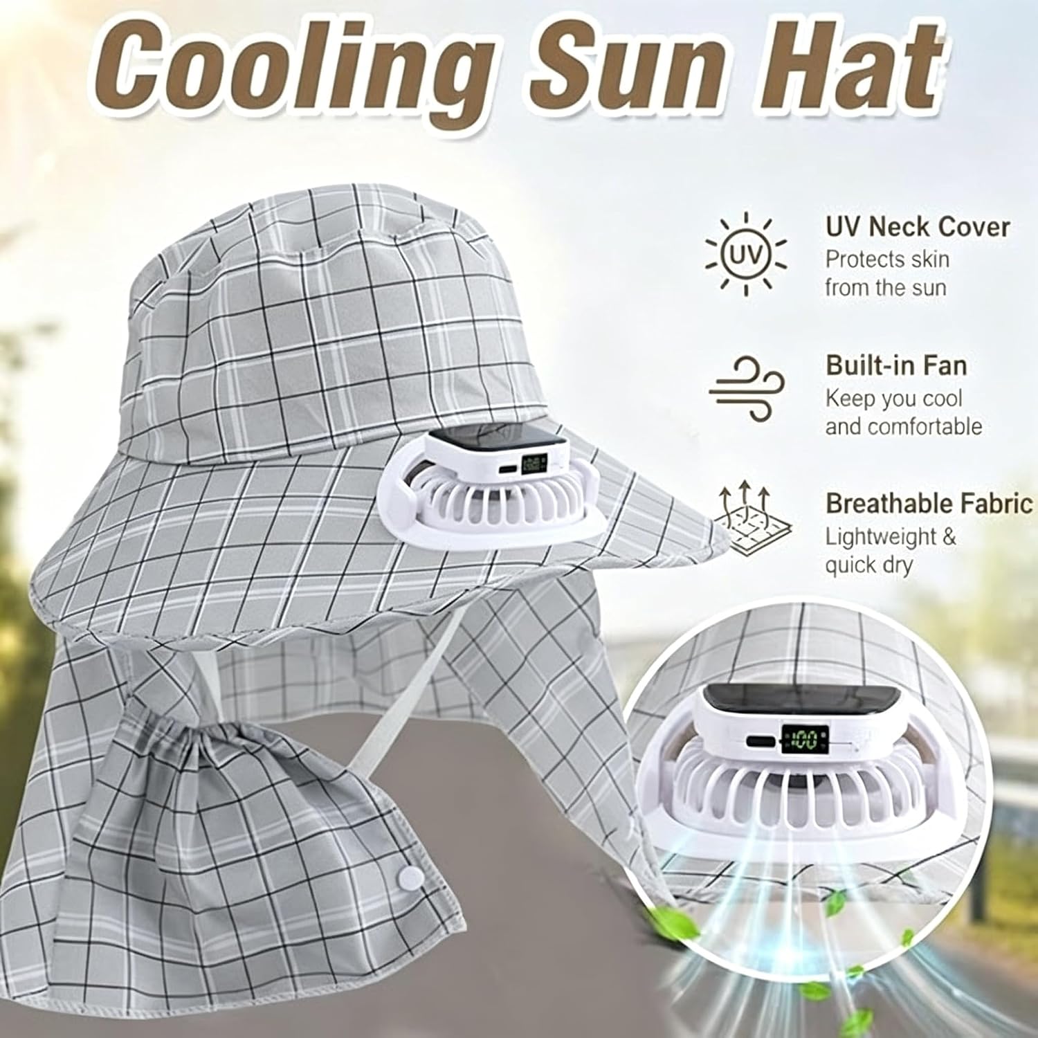 1PC Solar Power Neck Guard Fan - Outdoor Camping Fan ulasan dan harga