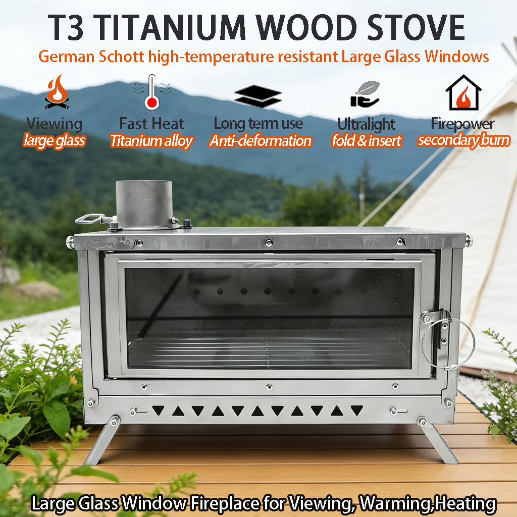 DANCHEL T3 Titanium Tent Stove - Outdoor Camping Wood Burning Stove ulasan dan harga