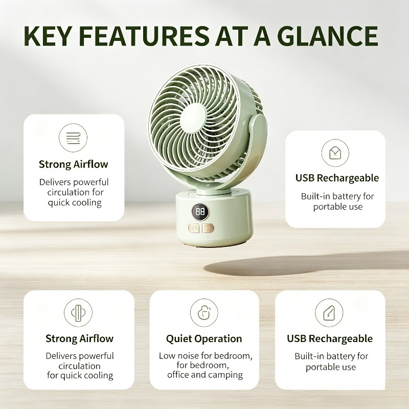 USB Rechargeable Compact Fan w - Outdoor Camping Fan ulasan dan harga