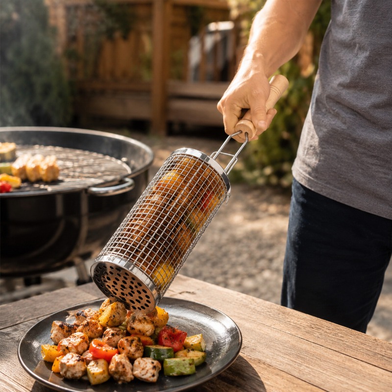 Round Barbecue Grill Basket Se - Outdoor Camping Grill ulasan dan harga