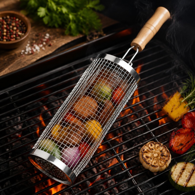Round Barbecue Grill Basket Se - Outdoor Camping Grill ulasan dan harga