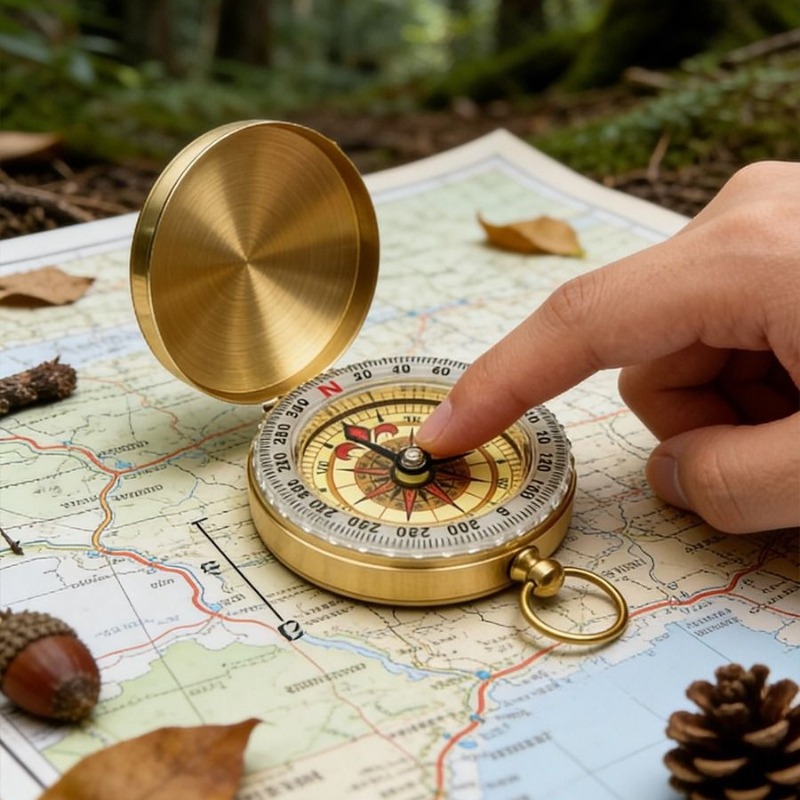 50mm Brass Pocket Compass Lumi - Outdoor Camping Direct ulasan dan harga