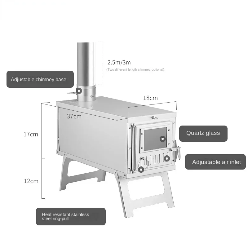 Camping Tent Stove with Chimne - Outdoor Camping Wood Burning Stove ulasan dan harga